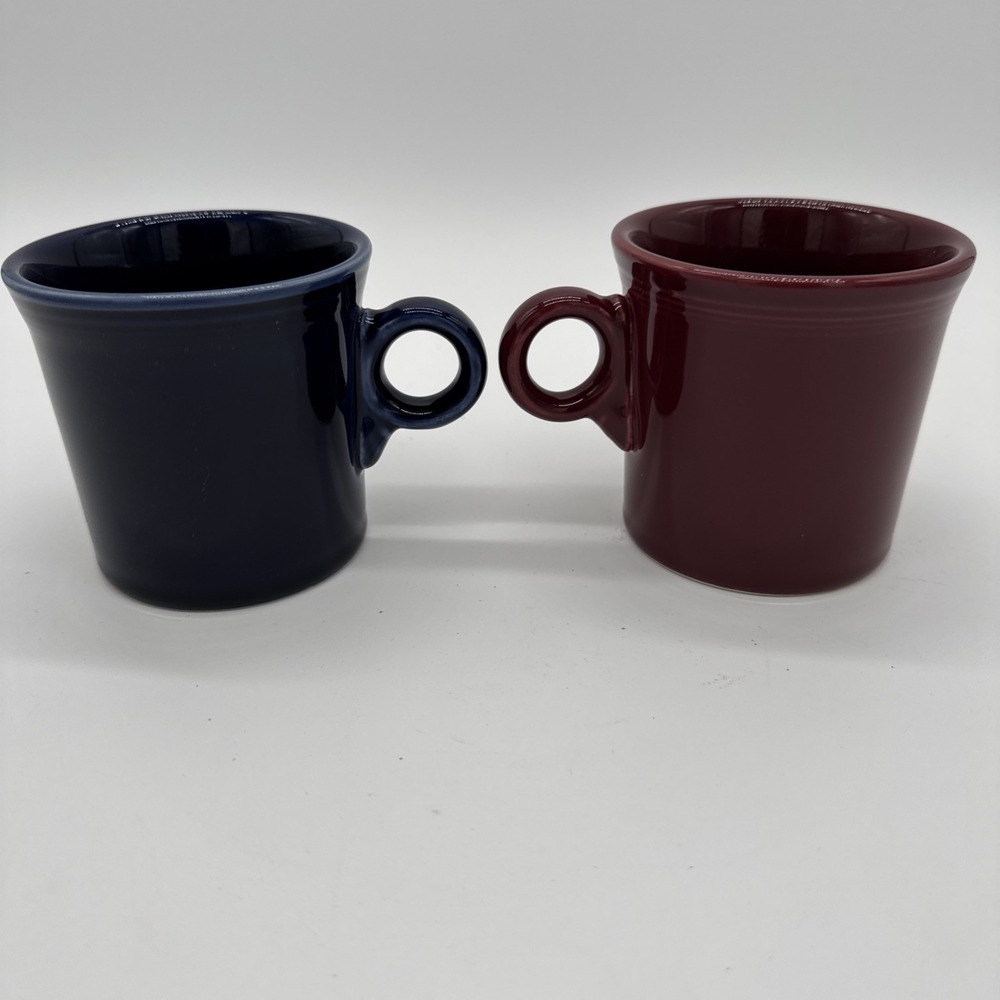FIESTAWARE Fiesta Ring Handle Coffee Mugs Cobalt Blue And Maroon